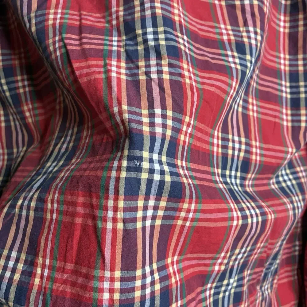 J Crew Lightweight Button Down Shirt Men Large Plaid Long Sleeve Coastal Preppy